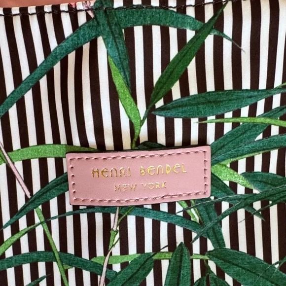 Henri Bendel Green and Pink Striped Tote - Picture 2 of 9